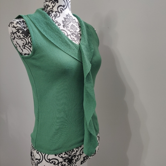 Forest Green Frill Blouse Casual Business Office - Picture 2 of 7